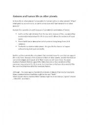 English Worksheet: Is there life on other planets?