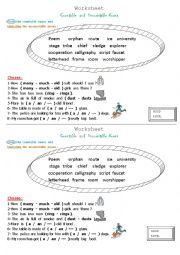 English Worksheet: countable and uncountable nouns