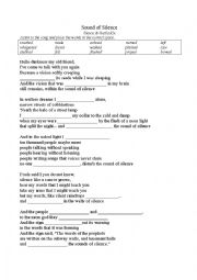 English Worksheet: Sound of Silence - Listening Exercise