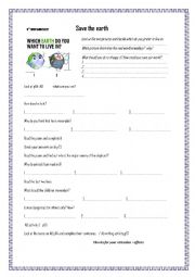 English Worksheet: save the earth 