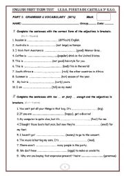 English Worksheet: Grammar and Vocabulary Test