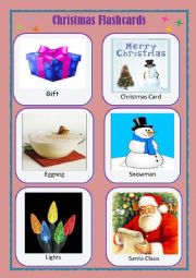 English Worksheet: Christmas flash-cards (15 flash-cards)