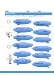 English Worksheet: Going to School