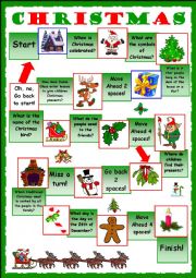 English Worksheet: Christmas board game