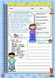 English Worksheet: Personal information