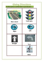 English Worksheet: Giving Directions Vocab