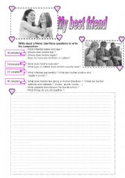 English Worksheet: My Best Friiend writing template