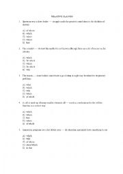 Relative Clauses Multiple Choice Test