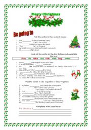English Worksheet: Christmas verbs: Be going to exercises