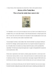 History of the Teddy Bear Reading Comprehension