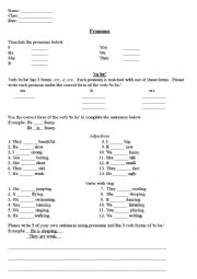 English Worksheet: Personal Pronouns and the verb 