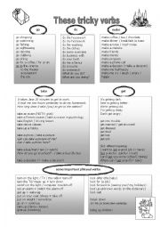 English Worksheet: collocations with make, do, go, take, get and some phrasal verbs