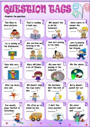 English Worksheet: Question Tags