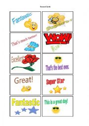 English Worksheet: Reward Cards