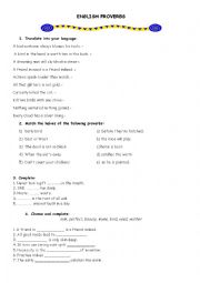 English Worksheet: English proverbs