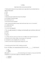 English Worksheet: Cancer. Listening exercise