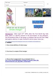 English Worksheet: ENVIRONMENT WEBQUEST