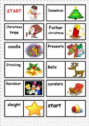 English Worksheet: christmas domino ( 1/2)