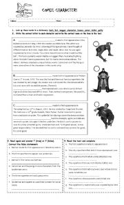 English Worksheet: comic characters