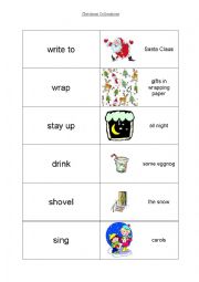 English Worksheet: Christmas Collocation Cards