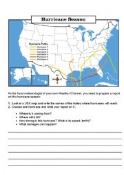 English Worksheet: National disasters - weather report