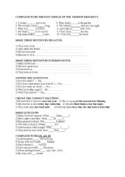 English Worksheet: simple past simple exercises