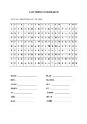 English Worksheet: PAST SIMPLE WORDSEARCH