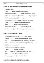 English Worksheet: simple Present tense