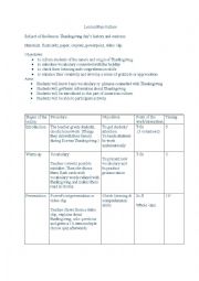 English Worksheet: Lesson Plan Outline