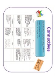 English Worksheet: Connectives and conjunctions