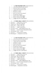 English Worksheet: many much