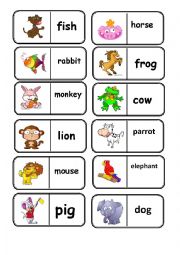 English Worksheet: domino animals