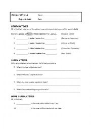 English Worksheet: Comparatives and Superlatives Worksheet