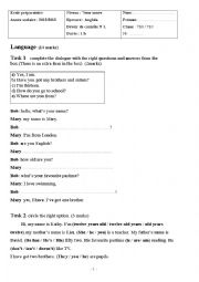 English Worksheet: 7TH FORM EXAM