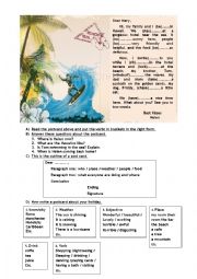 English Worksheet: postcard