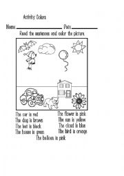 English Worksheet: colors activity