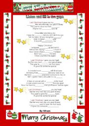 English Worksheet: Last Christmas- * * *Xmas song* * *