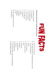 English Worksheet: Fun facts