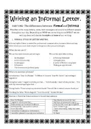 Writing an Informal Letter- Part One