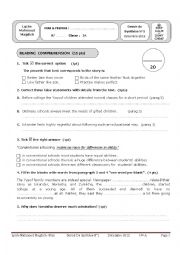 English Worksheet: english test n1 first form  tunisian school