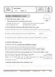 english test n1 first form  tunisian school