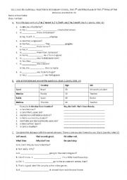 English Worksheet: an exam for an elementary level student(verb to be, the present simple short answers, making suggestions, occupations etc.)