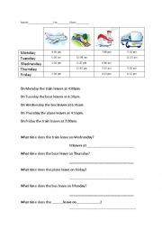 English Worksheet: Transport Schedule