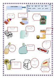 English Worksheet: Containers and quantities