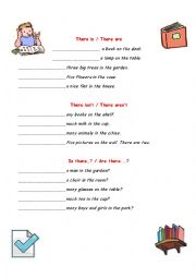 English Worksheet: There is/are, There isnt/arent, Is/Are there?