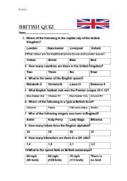 English Worksheet: British Quiz