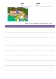 English Worksheet: The Simpsons t house. Writing activity