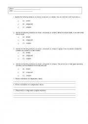 English Worksheet: Sentence Types