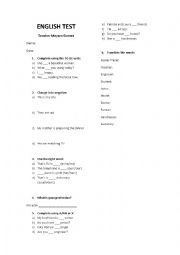 Exercises ToBe verb, Possessives Pronouns and Adjectives, A/AN