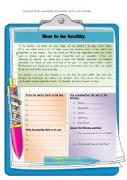 English Worksheet: How to be healthy